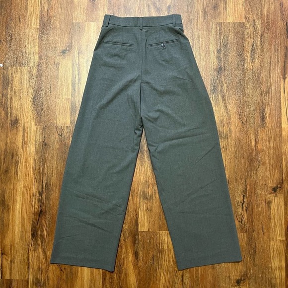 NWT ZARA Ribcage Rise Wide Leg Draped Front Trouser Pants Pockets Gray SZ S - Picture 5 of 6